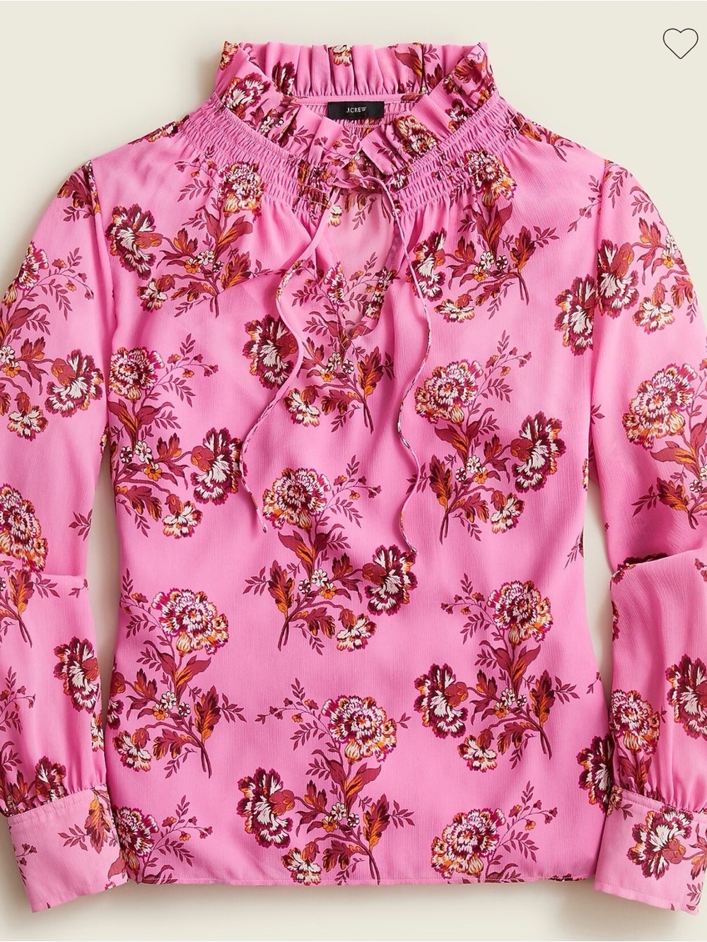 NWT J. Crew Drapey Tie-Neck Ruffle Blouse in Marigold Bouquets MED